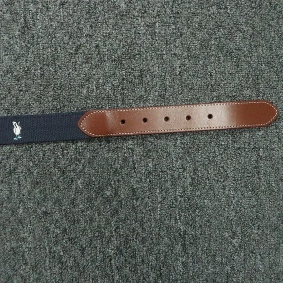 Peter Millar Belt Mens 36 Blue Brown Leather Needlepoint Blue Footed Booby - Picture 5 of 9